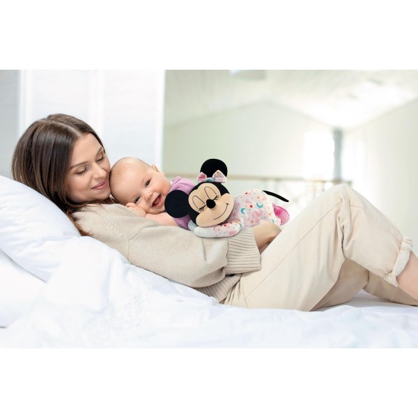 Clementoni Baby Minnie Peluche Riproduce Rumori Bianchi e Battito del Cuore con Cromoterapia