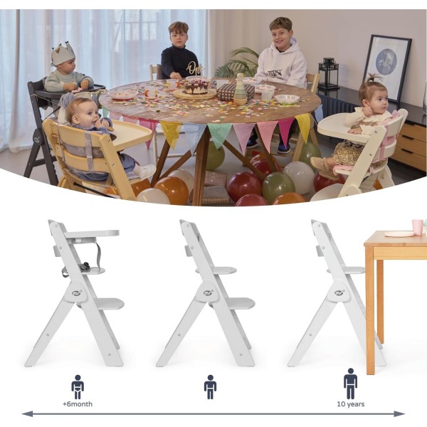 Innovaciones Ms Seggiolone  Evolutivo Pieghevole Full Plus Bianco con Cuscino Grigio