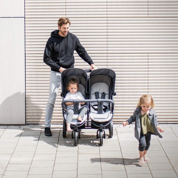 Passeggino Gemellare Duo Roadster Hauck Grey/Silver
