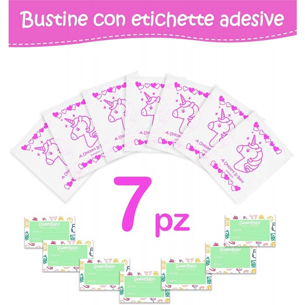 Bustine Corredino Ospedale Lovabear Unicorno Fuxia 7 pz.