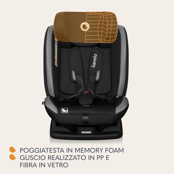 LIONELO AART I-SIZE Seggiolino Auto per Bambini 40-150 cm Grey Graphite
