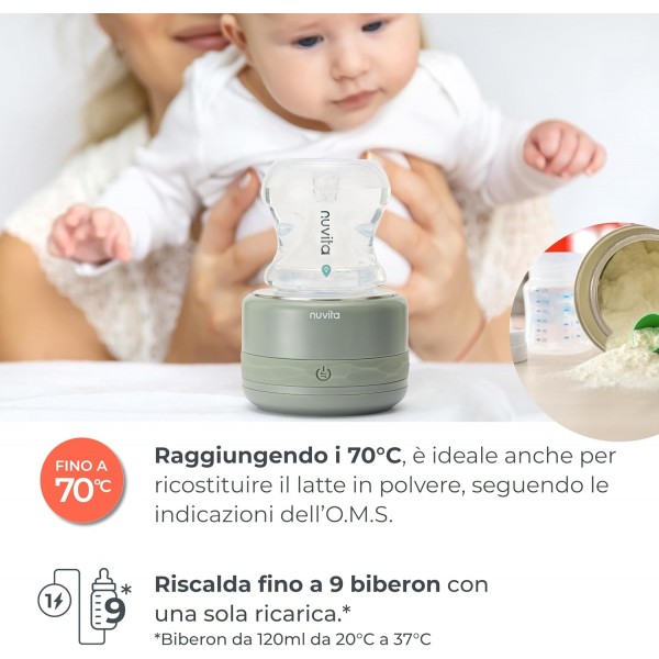 Nuvita Warm70 Scaldabiberon Portatile Senza Fili 70&deg;C &ndash; Ricaricabile USB