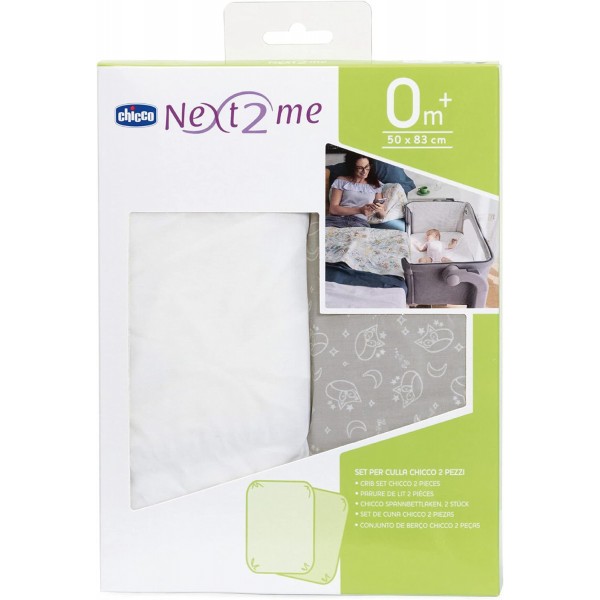Set Lenzuola con Angoli Chicco Next 2 Me Grey Fox 2pz