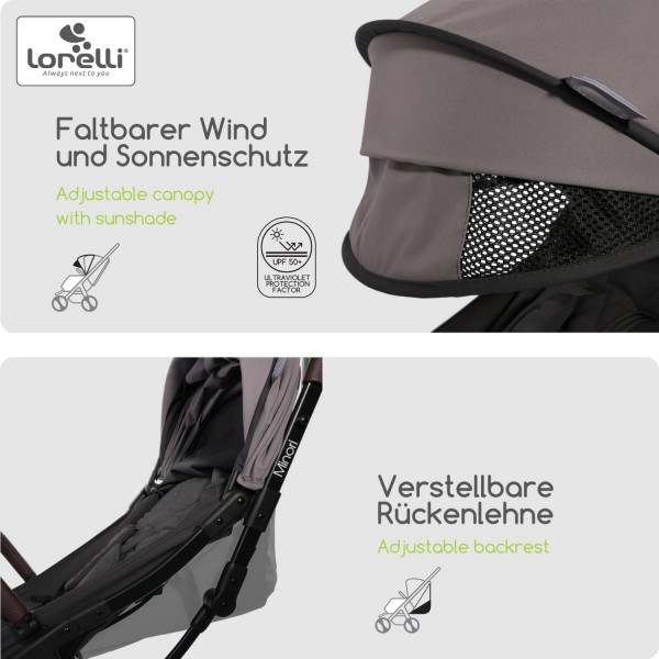 Lorelli Passeggino leggero Minori Grey Jasper con Coprigambe fino a 22 kg