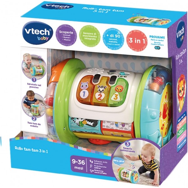 VTech Rullo Tam Tam 3 in 1-Rullo Multiattività per Bambini,Lingua Italiana,9-36 Mesi