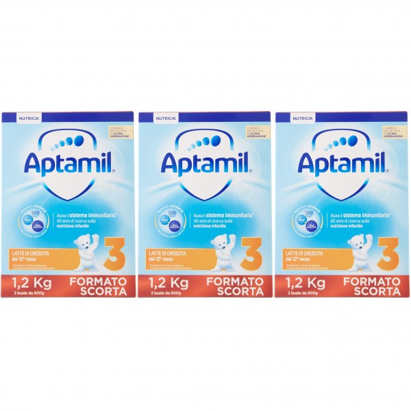 3 CONFEZIONI - Latte in Polvere Aptamil 3 FORMATO SCORTA 1,2 kg