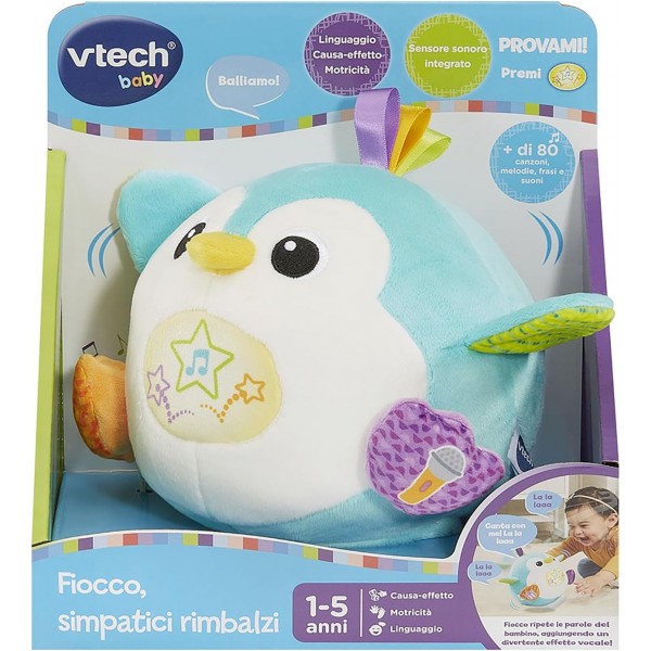VTech Fiocco Simpatici Rimbalzi Pinguino Peluche Interattivo