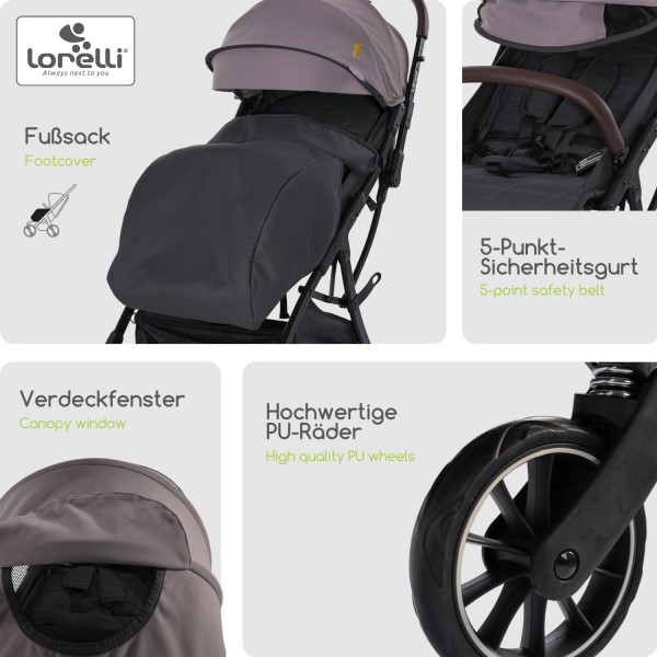 Lorelli Passeggino leggero Minori Grey Jasper con Coprigambe fino a 22 kg