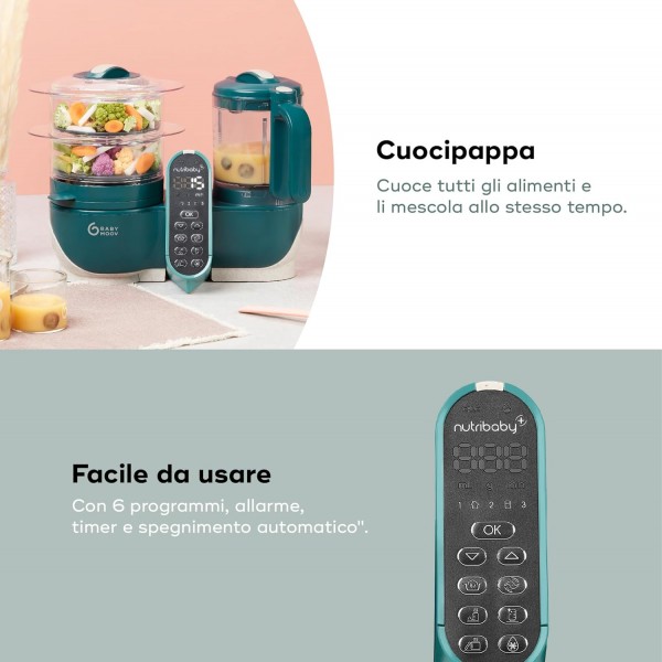 Babymoov Nutribaby + Cuocipappa Multifunzione 6 in1 Opal Green 