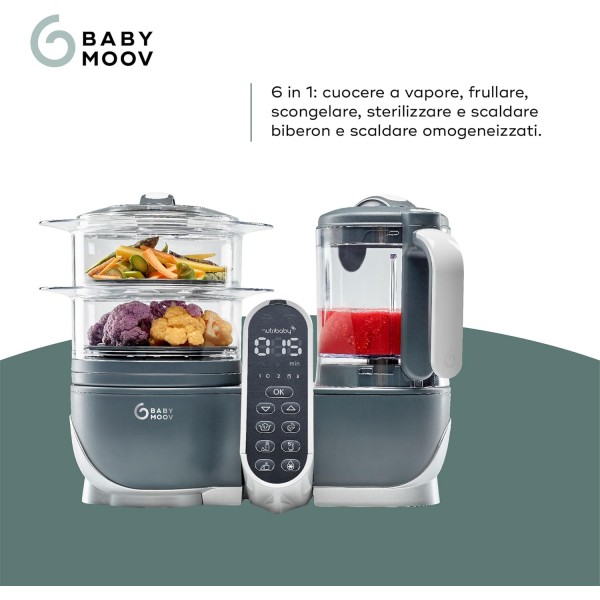 Babymoov Nutribaby+ Cuocipappa Multifunzione 6 in 1 Industrial Grey