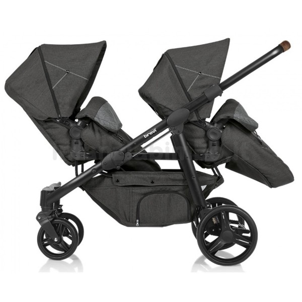 Passeggino Duo Gemellare Brevi Ovo Twin Grigio Melange Scuro