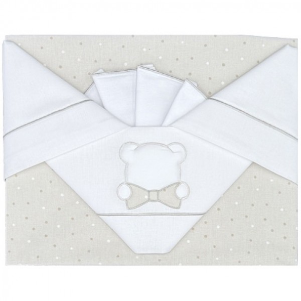 Set Lenzuola Andy & Helen per Maxi Culla Ricamato D67 3 pz Beige