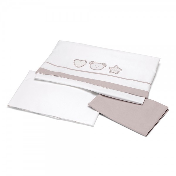 Set Lenzuola Lettino Pali 3pz Birillo Tortora