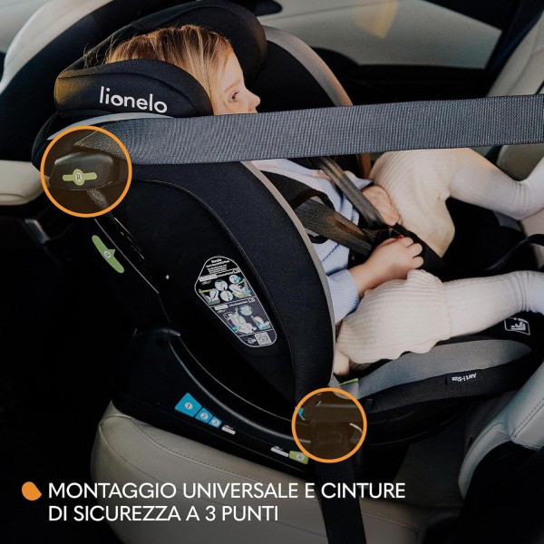 LIONELO AART I-SIZE Seggiolino Auto per Bambini 40-150 cm Grey Graphite
