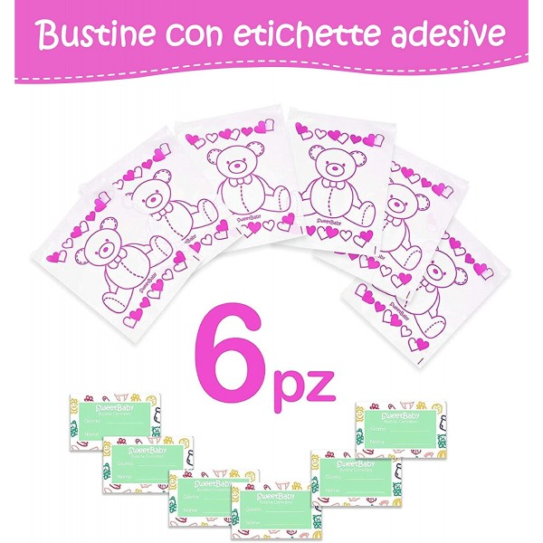 Bustine Corredino Ospedale Lovabear Orso Rosa 6 pz.