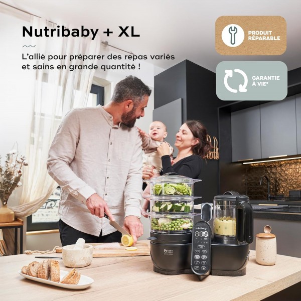 Babymoov Cuocipappa per bambini Nutribaby (+) XL Mineral Black