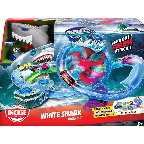 Dickie Toys pista da corsa per auto White Shark con auto