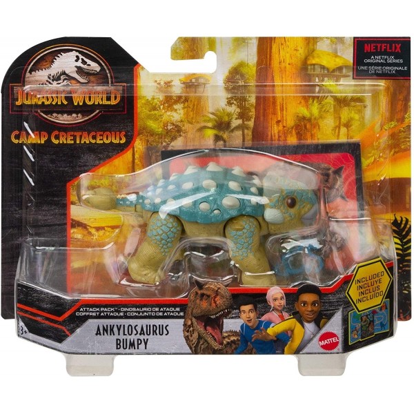 Dinosauro Mattel Jurassic World Attack Pack Ankilosauro Bumpy