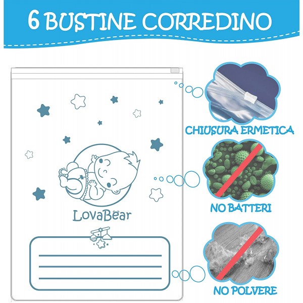 Bustine Corredino Ospedale Lovabear Baby Blu 6 pz.