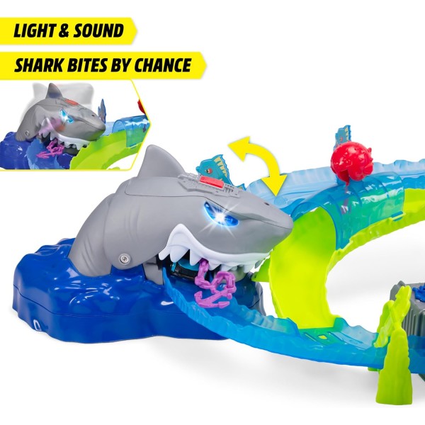 Dickie Toys pista da corsa per auto White Shark con auto