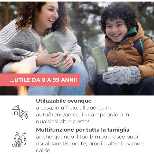 Nuvita Bollitore Scalda Latte Portatile Wireless 500ml 