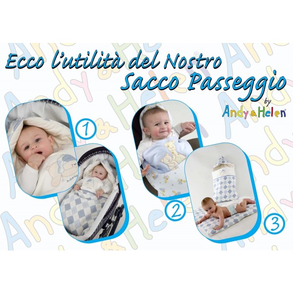 ANDY & HELEN Sacco passeggio multifunzione per ovetto, seggiolino auto e carrozzina. Double face stelle panna-beige