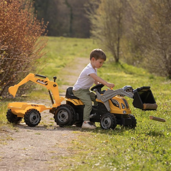 Trattore Smoby Builder Max con Benna Scavatrice e Rimorchio