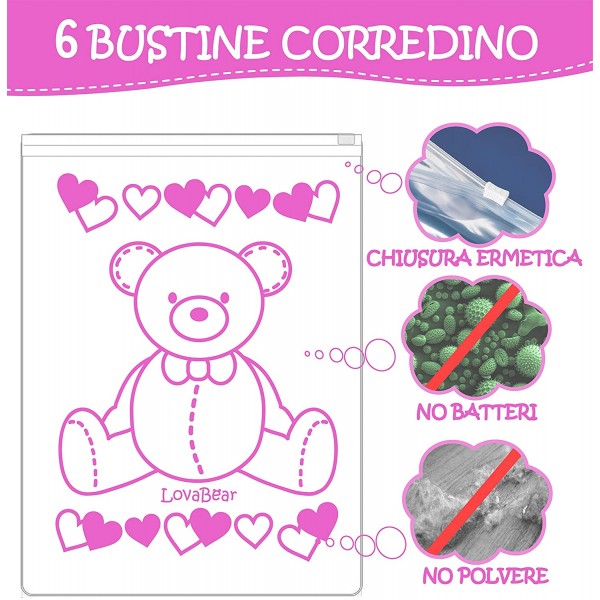 Bustine Corredino Ospedale Lovabear Orso Rosa 6 pz.