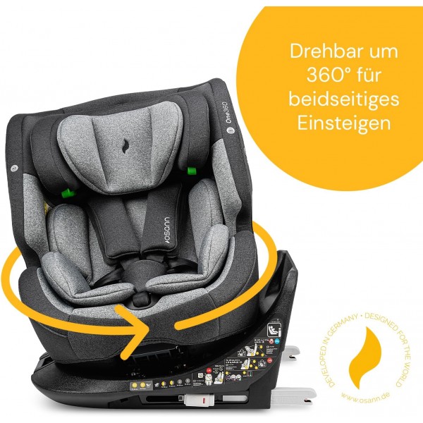 Osann One360 iSize-Seggiolino Auto Girevole a 360 gradi, 40-150 cm– Universe Grey 