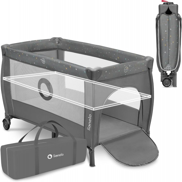 Lionelo Stefi Plus Box / Lettino da viaggio Pieghevole 2 liveli 0-3 anni Grey Multicolor