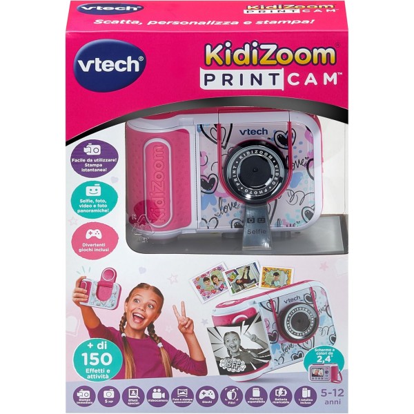 VTech Kidizoom Printcam Rosa-Macchina Fotografica per Bambin