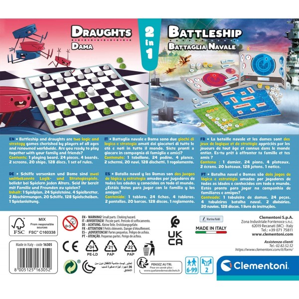 Gioco da Tavolo Clementoni Battaglia Navale + Dama
