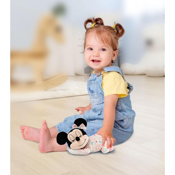 Clementoni Baby Minnie Peluche Riproduce Rumori Bianchi e Battito del Cuore con Cromoterapia