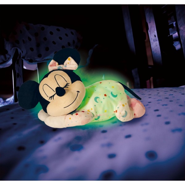 Clementoni Baby Minnie Peluche Riproduce Rumori Bianchi e Battito del Cuore con Cromoterapia