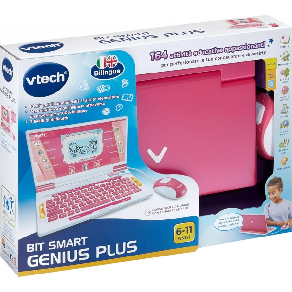 VTech Bit Smart Genius Plus Rosa-Computer Interattivo 6-11 anni 