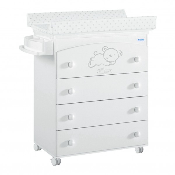 Cassettiera Fasciatoio Micuna Sweet Bear Bianco Stelle Grigio