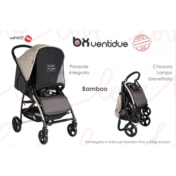 Passeggino Baciuzzi BX 22 Bamboo Portata 22 Kg con Parapioggia