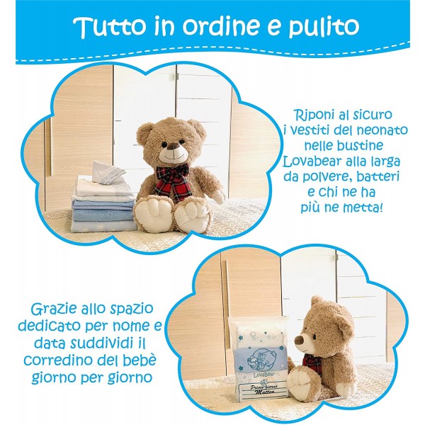 Bustine Corredino Ospedale Lovabear Baby Blu 6 pz.