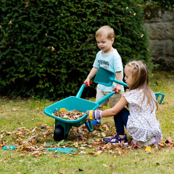 Theo Klein Set da Giardino con carriola, pala, rastrello e guanti da lavoro