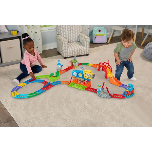 VTech Vroom Vroom Go - Avventure in Treno, Pista Trenino Elettrico con Ostacoli 1-5 anni
