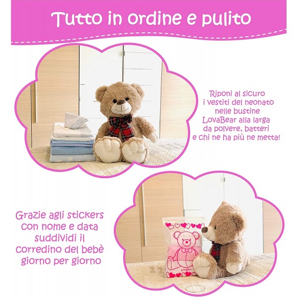 Bustine Corredino Ospedale Lovabear Orso Rosa 6 pz.