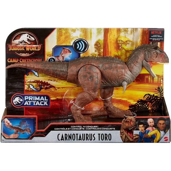Dinosauro Mattel Jurassic World Controlla e Distruggi Carnotaurus Toro