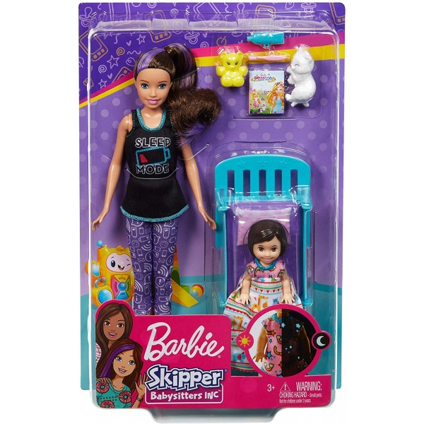 Bambola Barbie Playset Skypper Babysitter Buonanotte