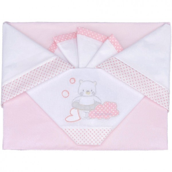 Set Lenzuola Andy & Helen per Culla Ricamato 3 pz Rosa