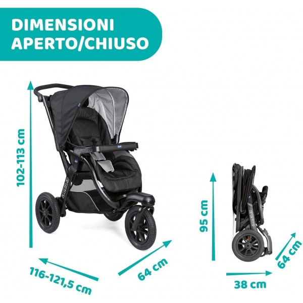 Passeggino Chicco Activ3 Jet Black