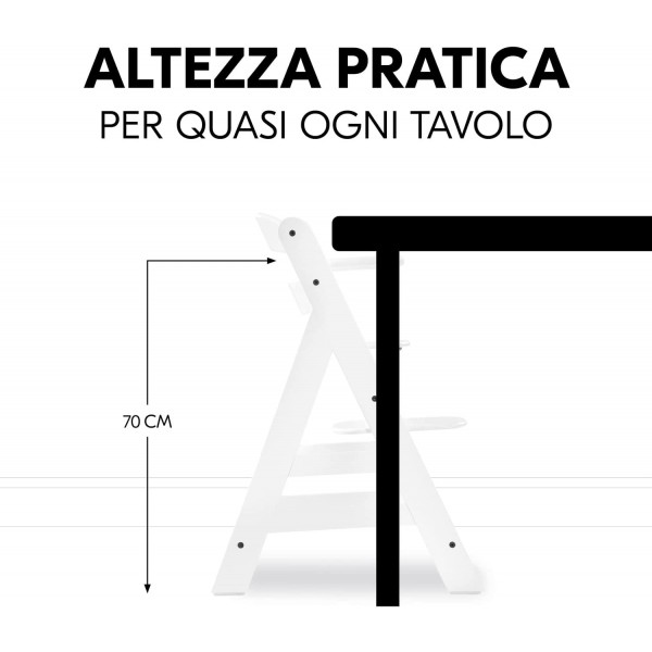 Seggiolone in Legno Hauck Alpha+ White con Imbottitura Cuscino Rainbow