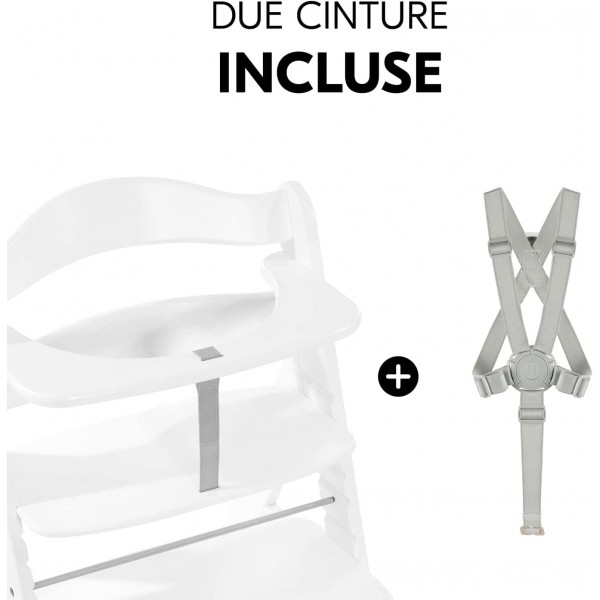 Seggiolone in Legno Hauck Alpha+ White con Imbottitura Cuscino Rainbow