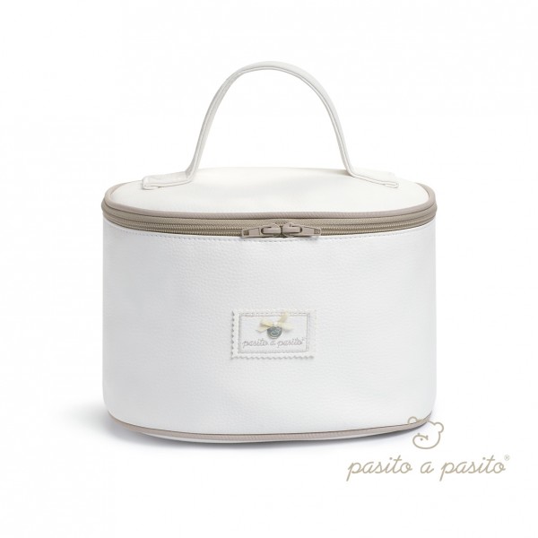 Beauty Case Vanity Pasito a Pasito Alejandra in Ecopelle Bianco Beige
