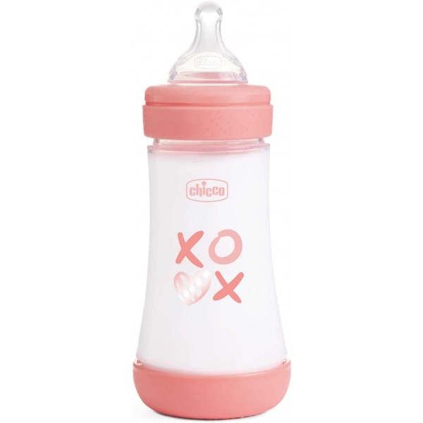 Chicco PERFECT 5 Biberon Anticolica 240 ml, Biberon Flusso Medio 2 Mesi + Bimba