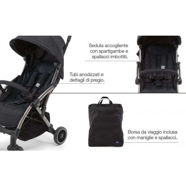 Passeggino Leggero Auto-Richiudibile Chicco Cheerio Jet Black